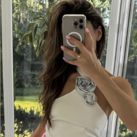 ZARA RHINESTONE FLORAL HALTER BODYSUIT - Medium - Picture 2 of 16